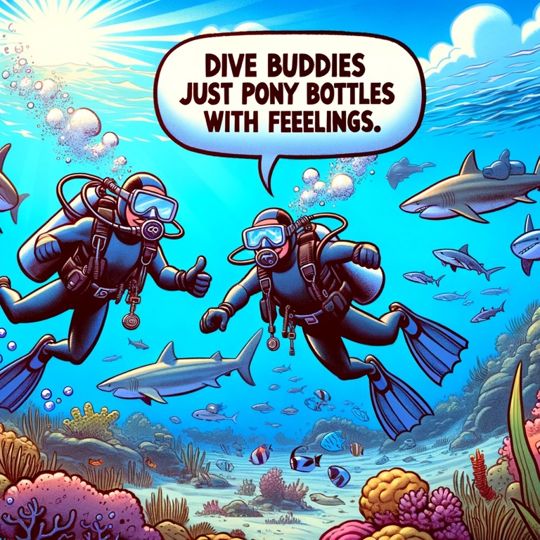 sense of humor but dive buddies are crucial