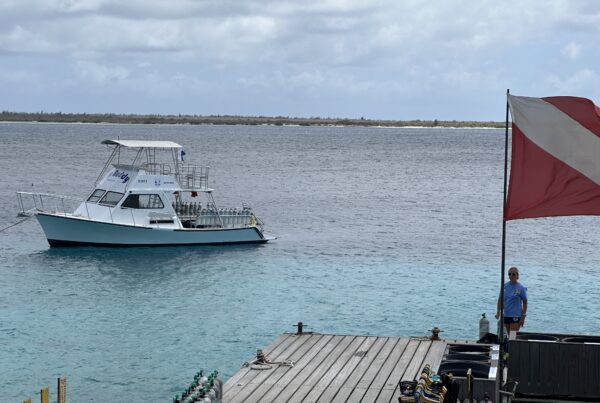 a boat on the water Bonaire tech diving